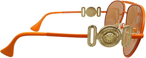 Vista 3 de Versace Gafas de sol unisex con montura naranja mate lentes naranjas 2559in
