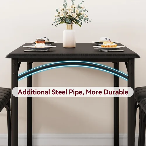 Vista 5 de GAOMON Juego de mesa de comedor para 4, mesa de cocina de 5 piezas y sillas para 4 con sillas tapizadas, juego de mesa de comedor rectangular, juego