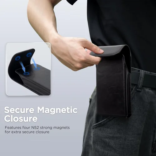 Vista 4 de Funda con clip para cinturón para iPhone 17, 17 Pro, 16, 16 Pro, 15, 15 Pro, 14, 14 Pro, 13, 13 Pro, 12, Galaxy S25, S24, S23, Funda de cuero