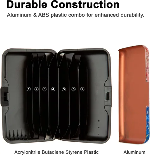 Vista 6 de Tarjetero pequeño con bloqueo RFID, cartera de metal delgado de aluminio, para mujeres y hombres