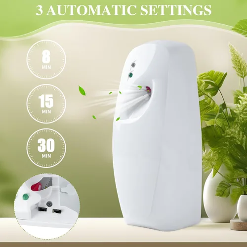 Vista 3 de Dispensador automático de ambientador, para el hogar, interior, montado en la pared, pulverizador de fragancia ajustable automático para baño