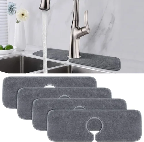 Vista 11 de PoYang Paquete de 2 Alfombrillas para Grifo de Fregadero de Cocina Protector contra Salpicaduras Corto: Alfombrilla de Microfibra Súper Absorbente