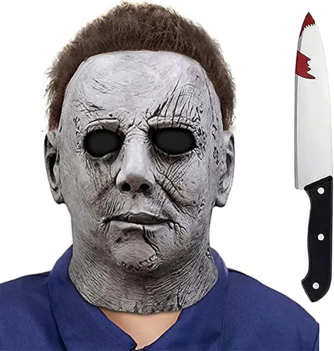 Vista 2 de Horror Movie Killer Mask Scary Halloween Mask Full Head Cosplay Masquerade Headgear Costume Props for Adults