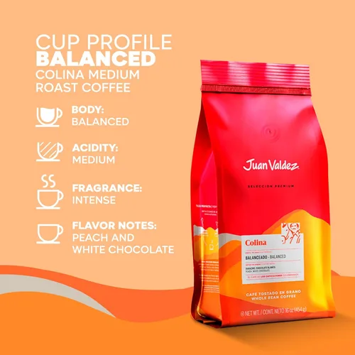 Vista 4 de Colina Café en grano entero, 16 onzas, selección premium de Juan Valdez, paquete de 2