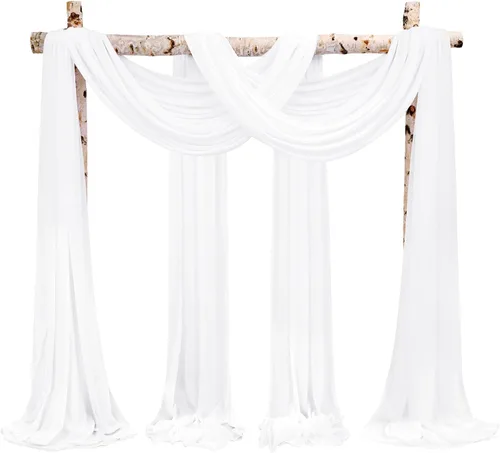 Vista 13 de Tela para Cubrir Arco de Boda, 4 Paneles 71 cm x 6,1 m Telas para Arco de Boda Azul Bebé para Ceremonia, Telas de Gasa para Decoración de Arco
