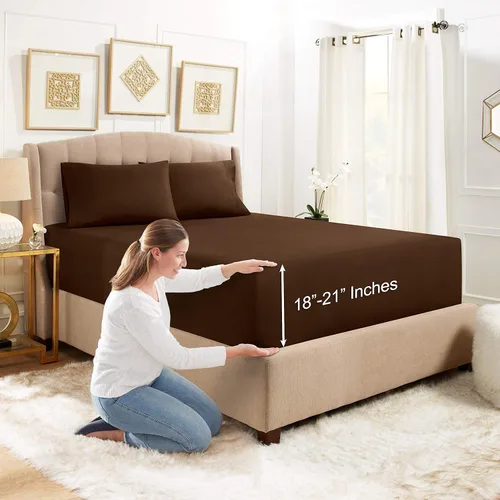 Vista 31 de Empyrean Bedding - Sábanas bajeras tamaño Queen, con sábana de cajón extra profunda – Juego de sábanas bajeras extra profundas, de 24 pulgadas