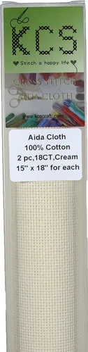 Vista 110 de KCS 2 piezas de tela de costura de algodón Aida de punto de cruz de 15 x 18 pulgadas (blanco antiguo, 14 unidades)