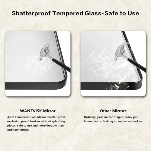 Vista 7 de Black Framed Mirrors for Bathroom,40 x 30 Inch Rounded Conner Rectangle Bathroom Mirror for Wall, Matte Black Vanity Mirror with Tempered