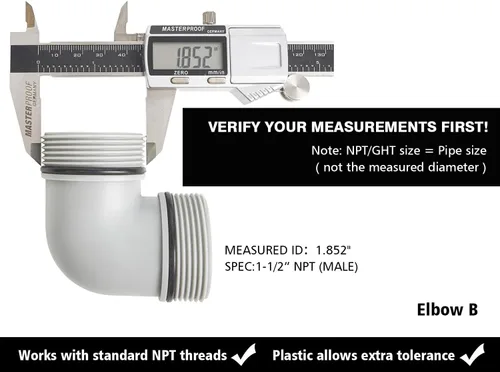 Vista 4 de Green Expert - Kit adaptador de codo de plástico para manguera de agua y bomba de sumidero de fácil conexión, contiene una hembra NPT de 1-1/2