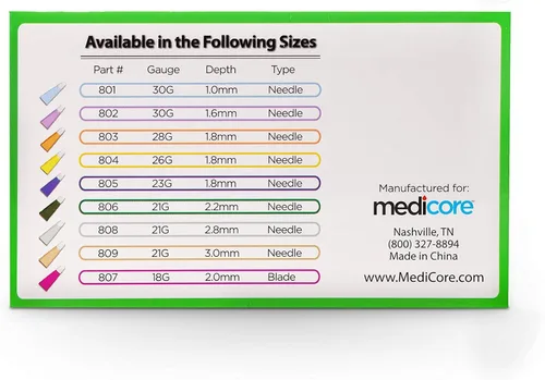Vista 5 de Lancetas de seguridad activadas por presión, 100 lancetas, 0.827 x 0.087 in, verde