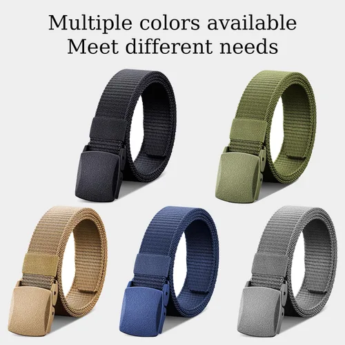 Vista 5 de YZRIZX Nylon Tactical Men Belt, Military Canvas Web Belts with Plastic Buckle, Casual Belt for Men Outdoor (Black)