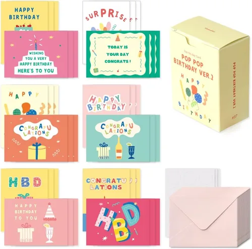 Vista 10 de Monolike Tarjeta Día a Día, 105 Luna - Mezcla de 48 mini tarjetas individuales, 24 sobres Paquete