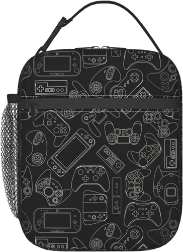 Vista 8 de Bolsa de almuerzo con joystick de juego verde, bolsa de almuerzo aislada, contenedor de comida para escuela, trabajo, picnic, viajes