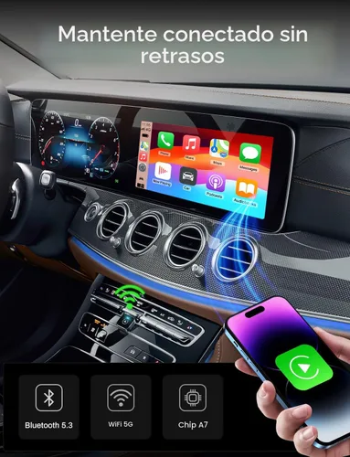 Vista 2 de Adaptador inalámbrico CarPlay 2 en 1 2026 compatible con Apple CarPlay y Android Auto, mini Bluetooth USB A y USB C Dongle Convertir con cable a