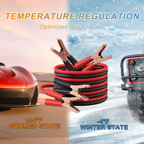 Vista 5 de NoOne Cables de puente para batería de auto, cables de refuerzo automotriz resistentes para arrancar baterías muertas o débiles (10 pies (calibre 10)