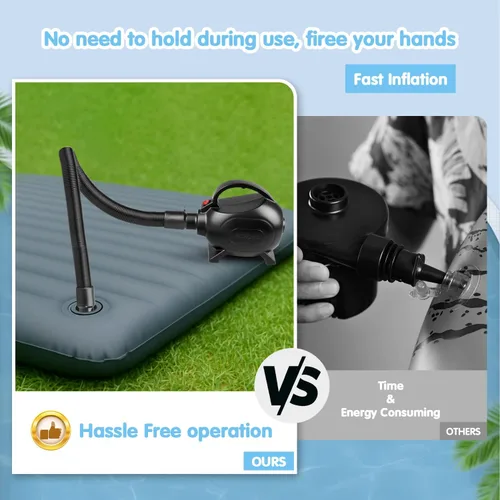 Vista 5 de Bomba de aire eléctrica para juguetes inflables de piscina, colchón de aire portátil de llenado rápido de alta potencia, barco, balsa