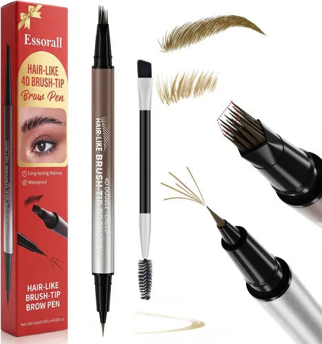 Lápiz de cejas para mujer, 2 en 1 Microblading con puntas cuadradas 4D y ultrafinas, lápiz de cejas impermeable de larga duración, trazos similares