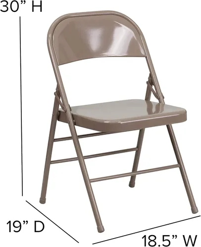 Vista 3 de Flash Furniture Serie Hércules Silla plegable de metal, beige, paquete de 4