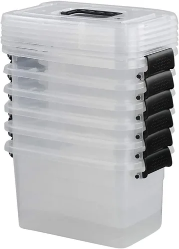 Vista 7 de Ramddy Contenedores de plástico transparente de 5 cuartos de galón con tapa, caja de cierre versátil con asas negras, 6 paquetes