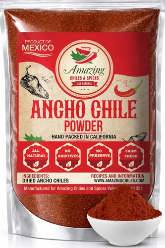 Pimienta de chile ancho molida (4 onzas), natural y de alta calidad. Ideal para recetas como mole mexicano, salsas, guisos, salsa, carnes,