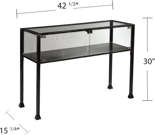 Vista 3 de SEI Furniture - Consola de exhibición de terrario, mesa, color negro y plateado