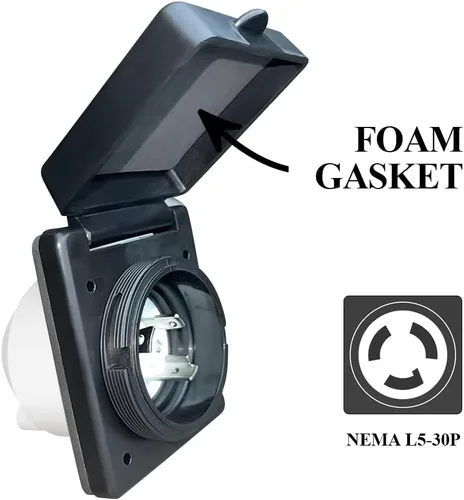 Vista 4 de Malxs Entrada de Alimentación de Costa para RV de 30 Amperios 125 Voltios, NEMA L5-30P Enchufe de Bloqueo Giratorio de 30 Amperios para RV Camper