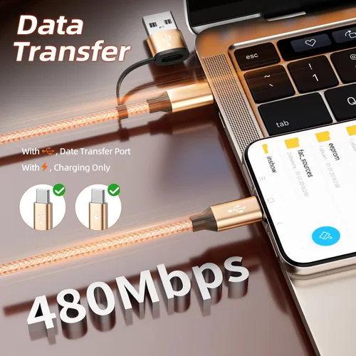 Vista 3 de Cable de carga múltiple USB C 4 en 1, cable de carga tipo C para múltiples Colmillo sangriento