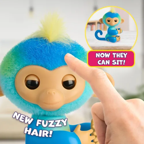 Vista 6 de Fingerlings 2023 NUEVO mono bebé interactivo reacciona al tacto – más de 70 sonidos y reacciones – Leo (Azul)