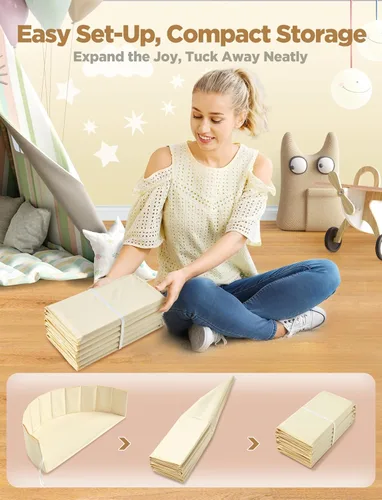 Vista 5 de Hikiddy Piscina de bolas grande para niños pequeños – Piscina de pelotas de bebé de 44 pulgadas con alfombra de juego desplegable, piscina de bolas