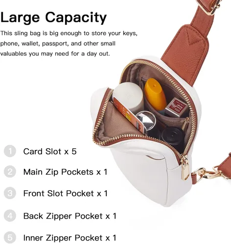 Vista 2 de Telena Riñonera pequeña para mujer, de cuero, cangureras, bolsa de pecho para mujer
