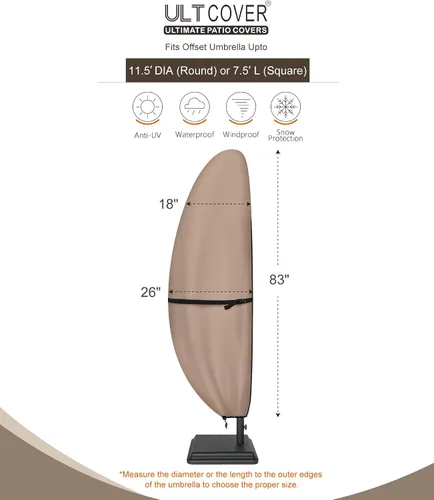 Vista 3 de ULTCOVER - Funda para sombrilla de patio Marrón-Offset