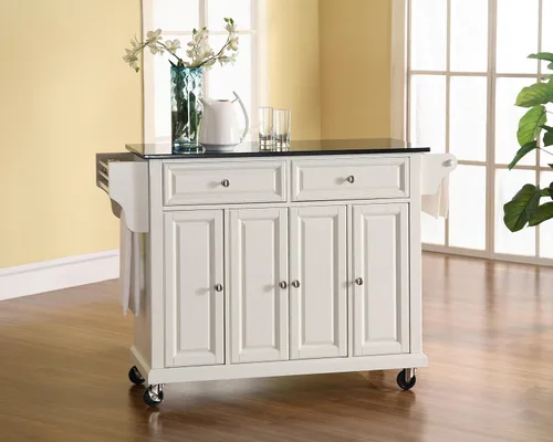Vista 153 de Crosley Furniture isla de cocina con ruedas, Madera, Blanco