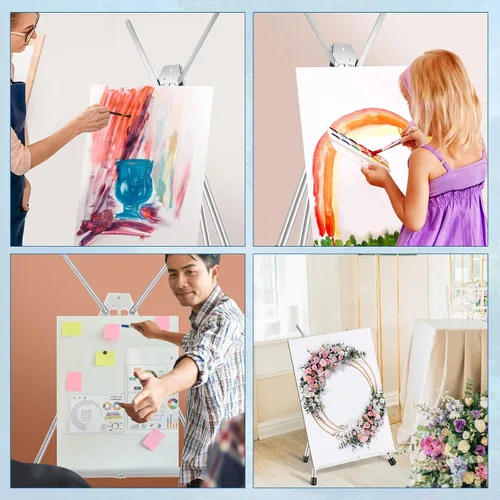 Vista 7 de Xinnun 12 piezas de caballete de mesa de aluminio de 15 a 21 pulgadas de alto, trípode portátil ajustable con alas de brazo de extensión y pies