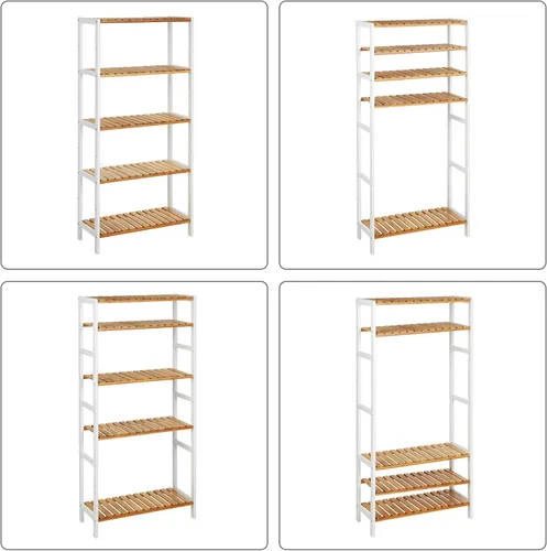 Vista 8 de SONGMICS Estantería de almacenamiento de bambú, estantería de 5 niveles, multifuncional, en la entrada, baño, sala de estar, balcón, cocina, 10.2 x