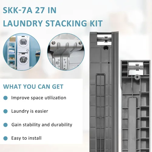 Vista 2 de Kit de apilamiento SKK-8K SKK-7A para Samsung de 27 pulgadas de ancho para lavadora y secadora de carga frontal -Instalación simple- Ahorra espacio