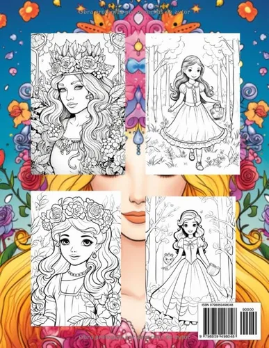 Vista 2 de Libro para colorear. Princesas Princesas. Libro para pintar. Para Niñas Bonito libro de Colorear de Fantasía para Niños, Adolescentes y Adultos