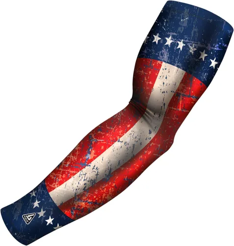Vista 27 de B-Driven Premium Pro-Fit Sports - Manga de compresión para brazo (individual) con diseños patrióticos, mangas para brazo de béisbol, hombres