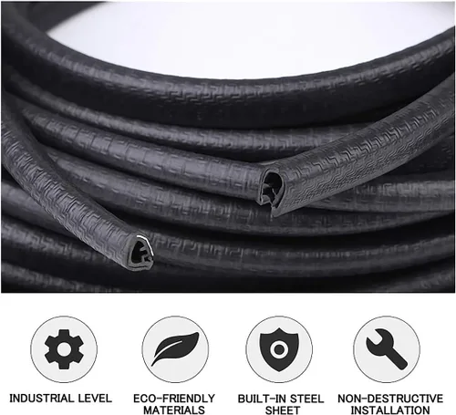 Vista 7 de MYFAMIREA Protectores de Borde de Puerta de Automóvil de 13 Pies (4M) - Protector de Sello de Goma de Borde en Forma de U - Clips Anti-Colisión que