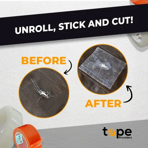 Vista 4 de WOD - Cinta de reparación de barrera de vapor e invernadero, película de polietileno transparente de 1 pulgada x 108 pies, resistente a los rayos