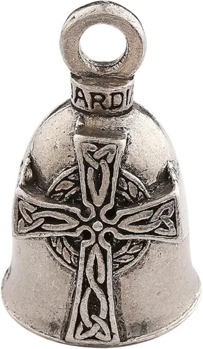 Guardian Bell Campana celta de buena suerte con llavero y bolsa de regalo de terciopelo negro | Campana de motocicleta | Peltre sin plomo |