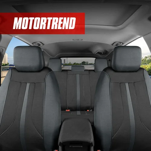 Vista 3 de Motor Trend Black & Gray Car Seat Covers Full Set – Front Seat Covers & Rear Bench Seat Cover – Airbag Compatible, 60/40 Split Bench for Smaller