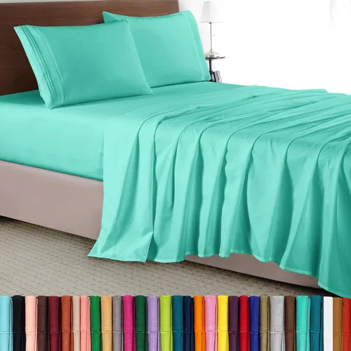 Vista 80 de Elegant Comfort Juego de sábanas de 4 piezas - Ropa de cama de lujo de microfibra de calidad hotelera premium 1500, sábana bajera con elástico Azul