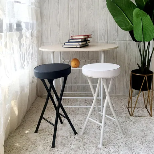 Vista 2 de Home - Juego de 2 taburetes plegables, resistentes de 24 pulgadas, plegable, acolchado, con capacidad de 300 libras para dormitorio, sala de recreo