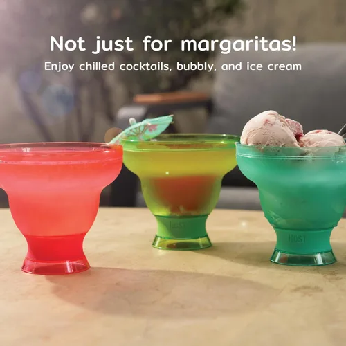Vista 5 de HOST FREEZE - Vasos de Margarita sin tallo, vasos de cóctel de plástico aislados para bebidas congeladas, vasos enfriadores de doble pared