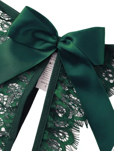 Vista 3 de Lilosy Conjunto de lencería transparente con encaje floral y cuello halter para mujer brasier y bragas transparentes 2 piezas