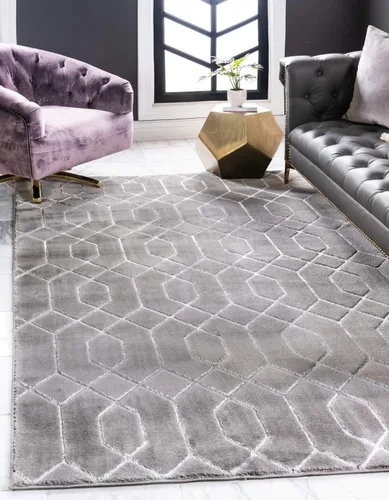 Vista 33 de Marilyn Monroe Glam Collection - Alfombra de área con diseño enrejado (2 x 3 pies, rectangular, azul marino y dorado)