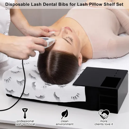 Vista 2 de Lashing Baberos dentales desechables, paquete de 125, fundas de almohada para pestañas, suministros de pestañas, toallas impermeables de papel de 3