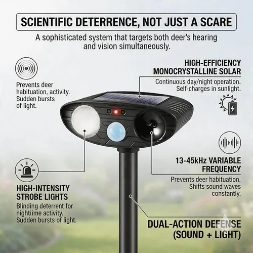 Vista 4 de 2026 4Pack Sonic Fortress Pro Deer Repellent Outdoor Solar Ultrasonic Animal Repellent with Motion Sensor&Flash Light-IP65 Waterproof Cat Repellent