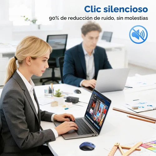 Vista 6 de TECKNET Ratón inalámbrico para computadora portátil, ratón inalámbrico Bluetooth de modo dual Azul