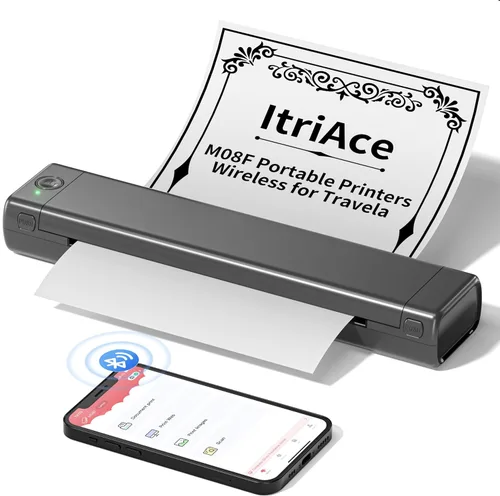 Vista 8 de Impresoras portátiles inalámbricas para viajes, impresora térmica Bluetooth M08F, impresora portátil compacta sin tinta compatible con teléfono